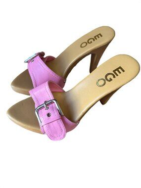 New EGO Pink Buckle Summer 70's Heels Sz 5